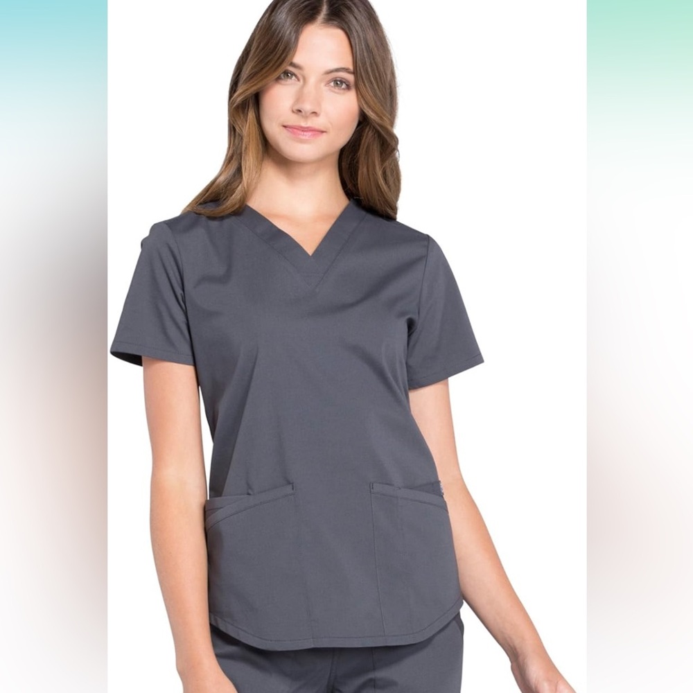 🩶 Cherokee steel gray two-pocket large scrub top